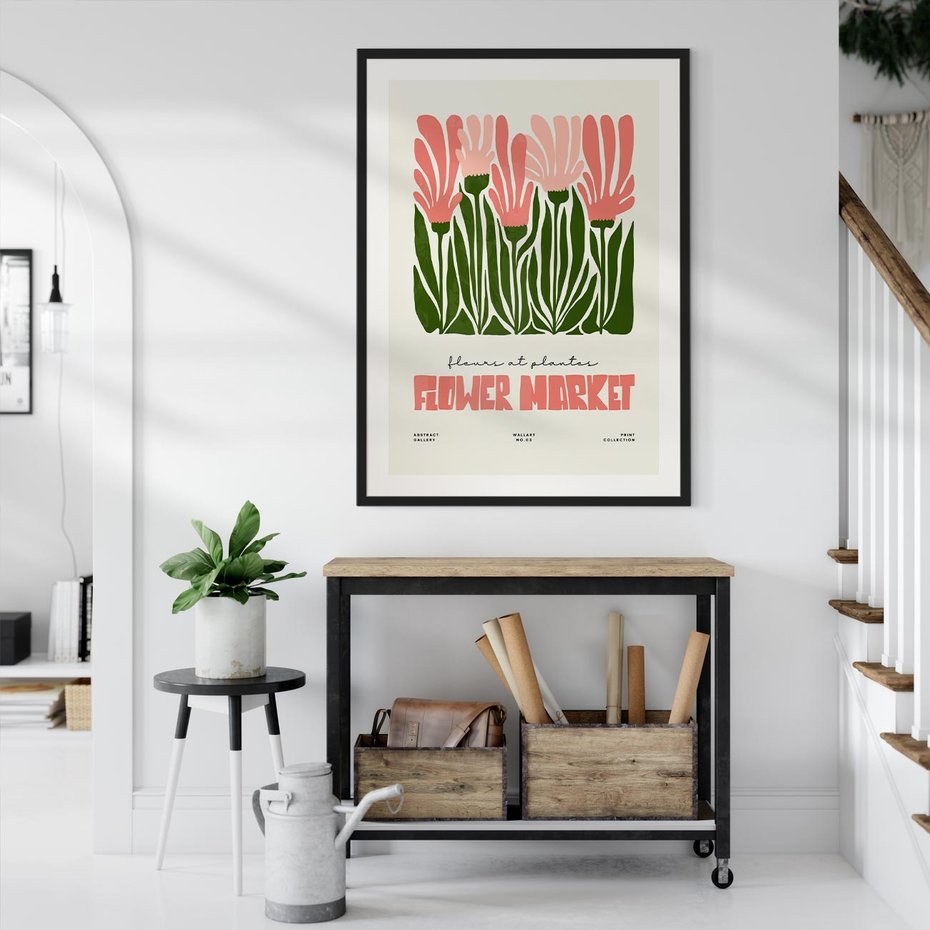 Plakat bez ramy 21x30 - Symfonia Kolorowych Kształtów - nowoczesna grafika, kwiatowa kompozycja