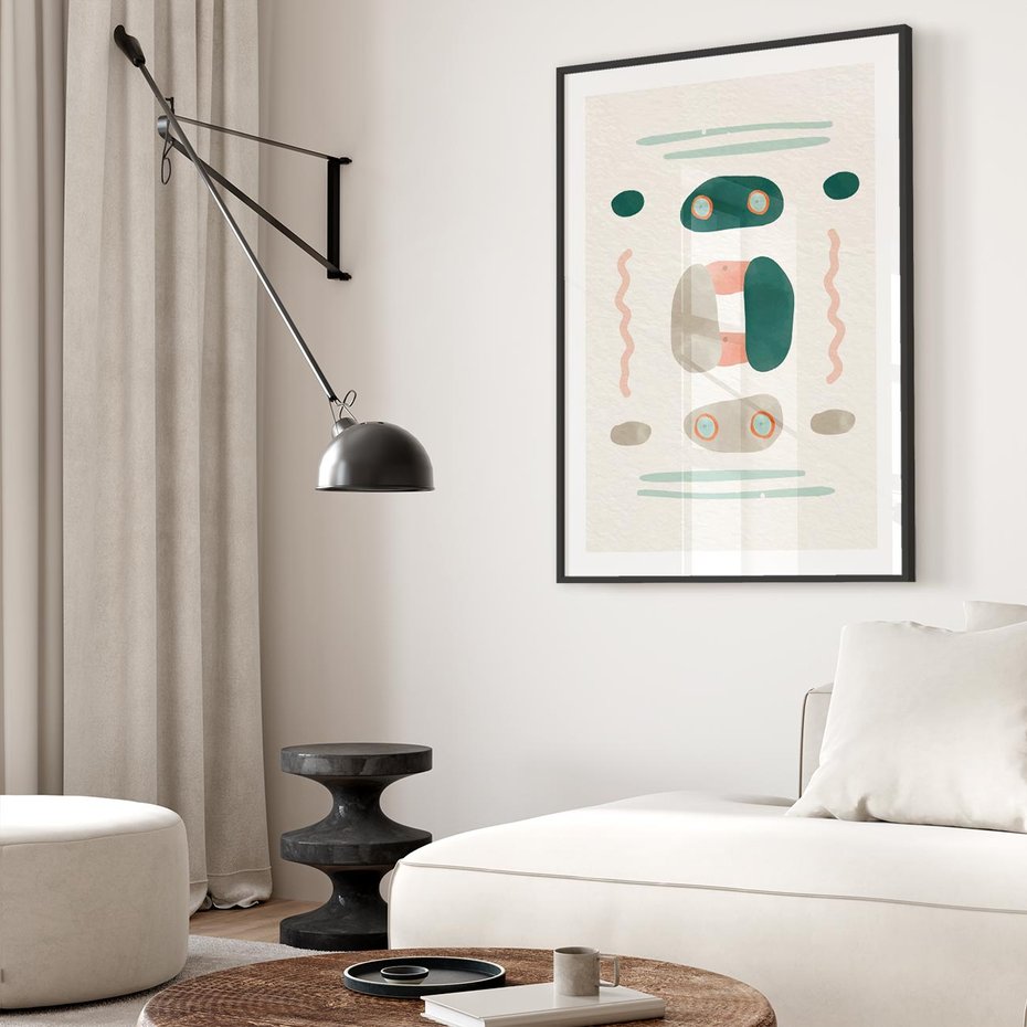 Plakat bez ramy 21x30 - Tańczące Kształty Natury - przypadkowe abstrakcyjne wzory, pomarańczowy i zielony