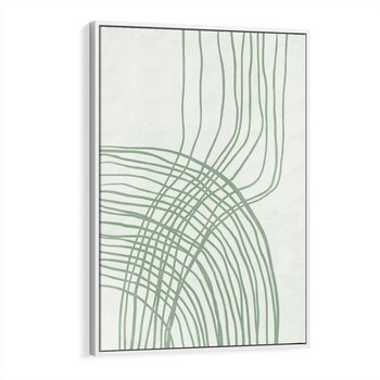 Obraz w ramie 50x70 - Migotliwa Spokojna Zieleń - zielony plakat, abstrakcyjne splątane linie - rama biała