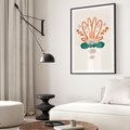 Plakat bez ramy 21x30 - Harmonia Nienormalności - akwarelowe abstrakcyjne kształty, zieleń i pomarańcz
