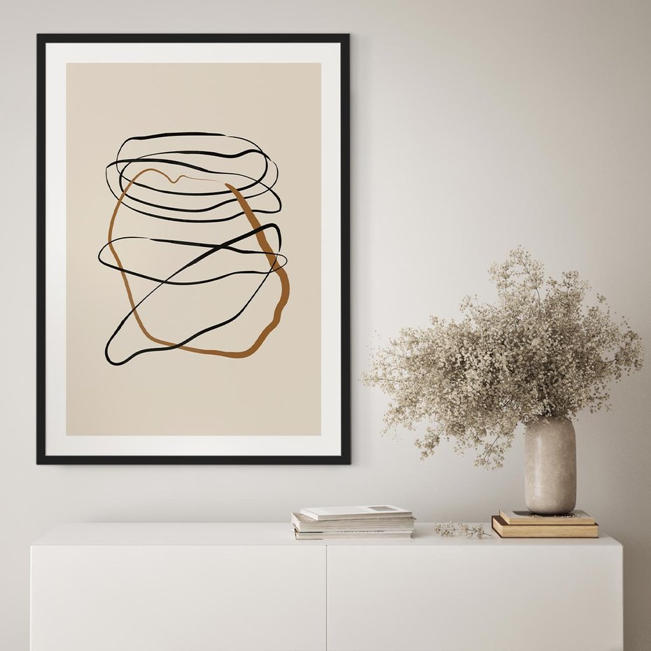 Plakat bez ramy 30x40 - Bezczasowe Kontury - abstrakcyjne linie, zaplątane