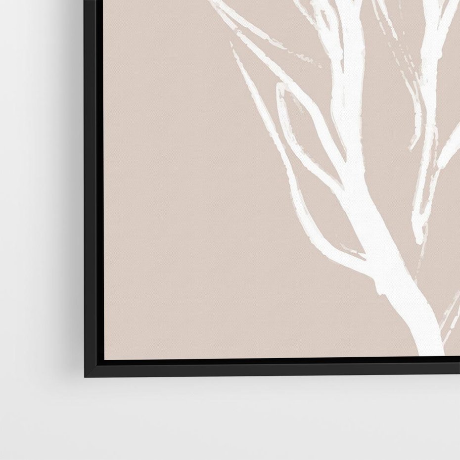 Obraz w ramie 50x50 - Impresje Pastelowych Nastrojów - minimalistyczny delikatny obraz, beżowe odcienie - rama czarna