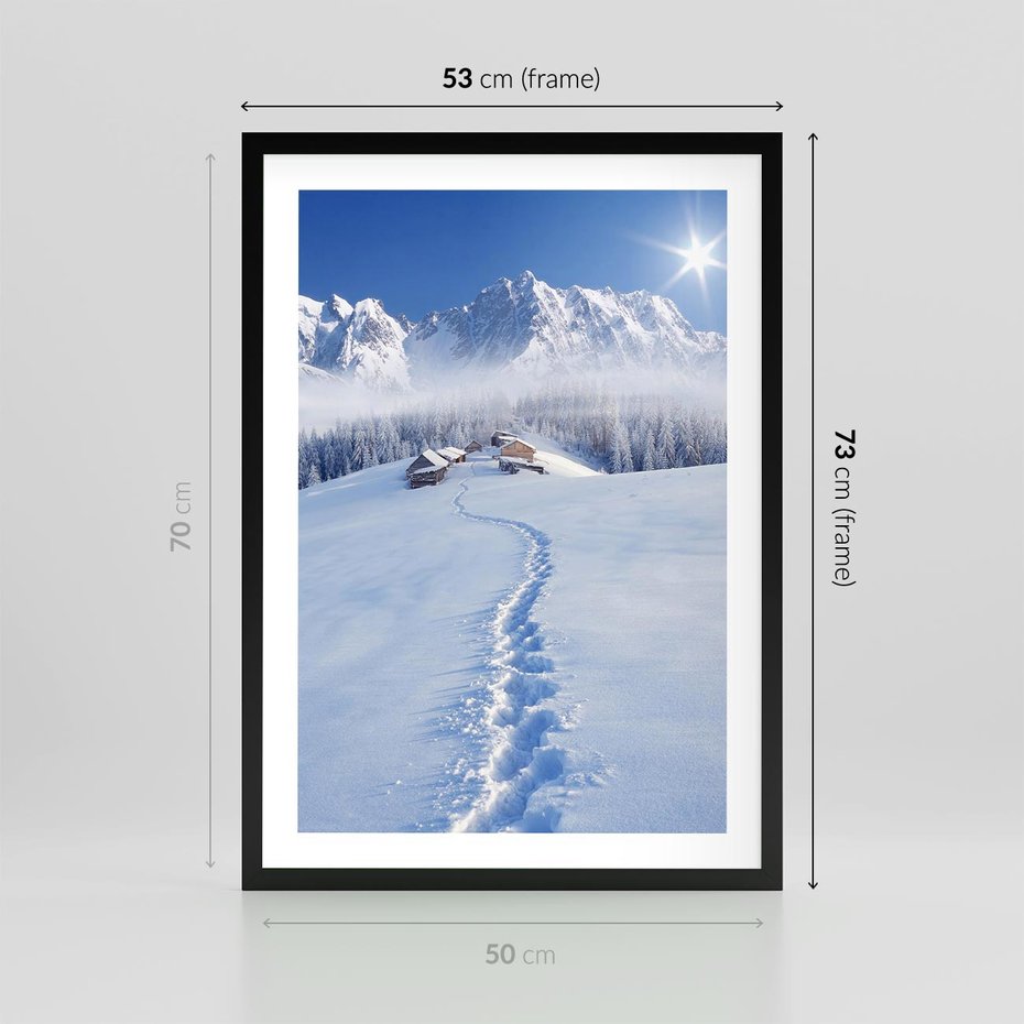 Plakat w ramie 50x70 - Magia zimowych gór - zima, góry - rama czarna
