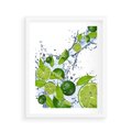 Plakat w ramie 40x50 - Cytrusowa Świeżość - limonki, cytryny - rama biała