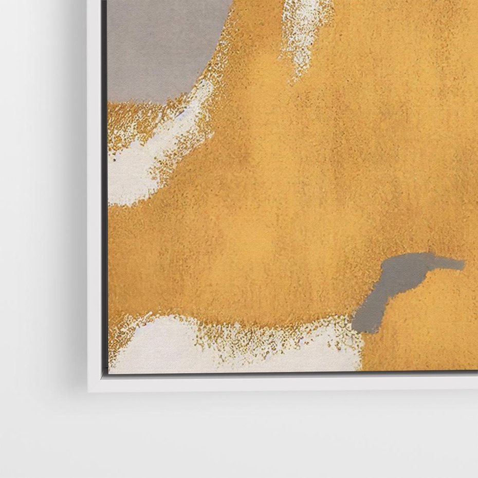 Obraz w ramie 70x50 - Złote Maźnięcia Pędzla - złota abstrakcja, plamy - rama biała