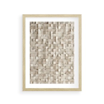 Plakat w ramie 30x40 - Geometryczne 3D: Abstrakcyjna Harmonia - geometryczne, 3D - rama drewno
