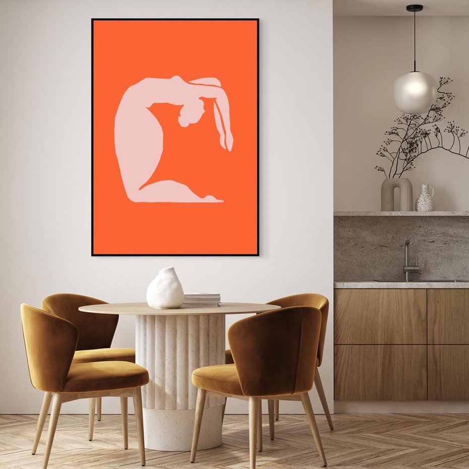 Obraz w ramie 70x100 - Antyczna Godzina - abstrakcja, kobieca sylwetka - rama czarna