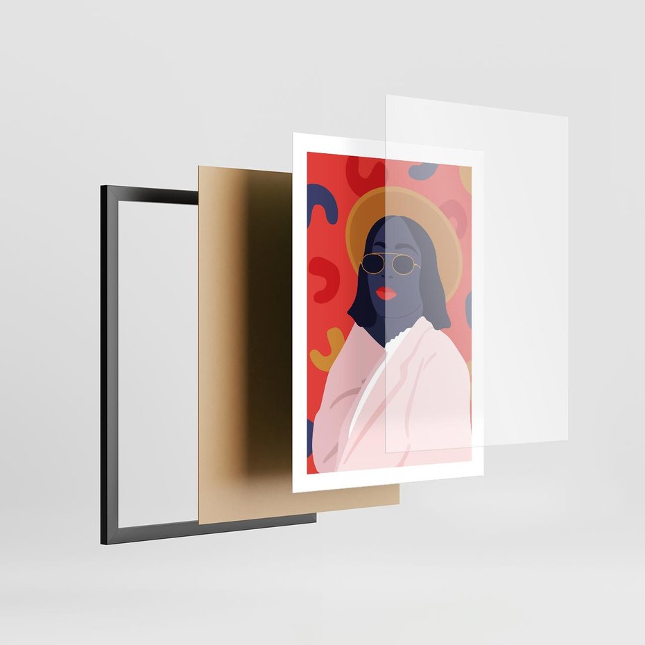 Plakat w ramie 50x70 - Kobieca Przenikliwość - nowoczesny plakat, styl retro - rama czarna