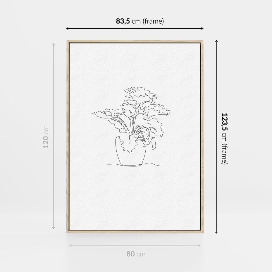 Obraz w ramie 80x120 - Rozkwitające Formy - szkic, minimalizm - rama drewno