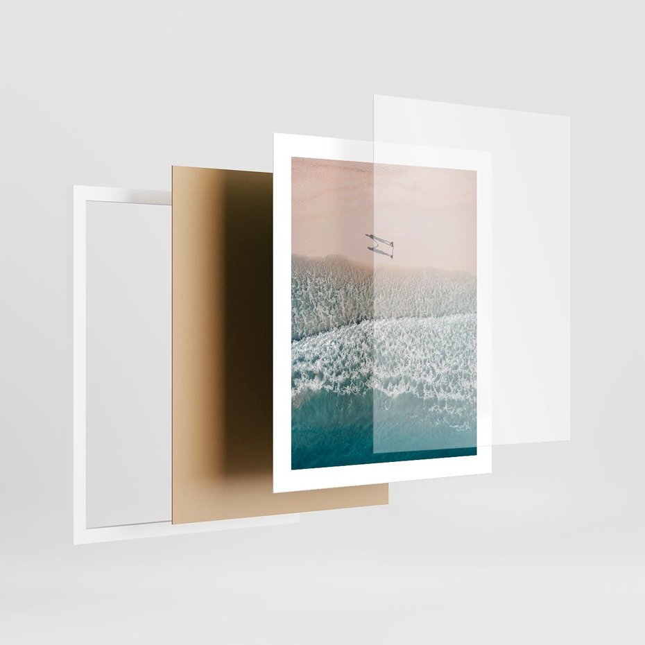 Plakat w ramie 40x50 - Turkusowe Uroki - niebieskie turkusowe morze, plaża - rama biała