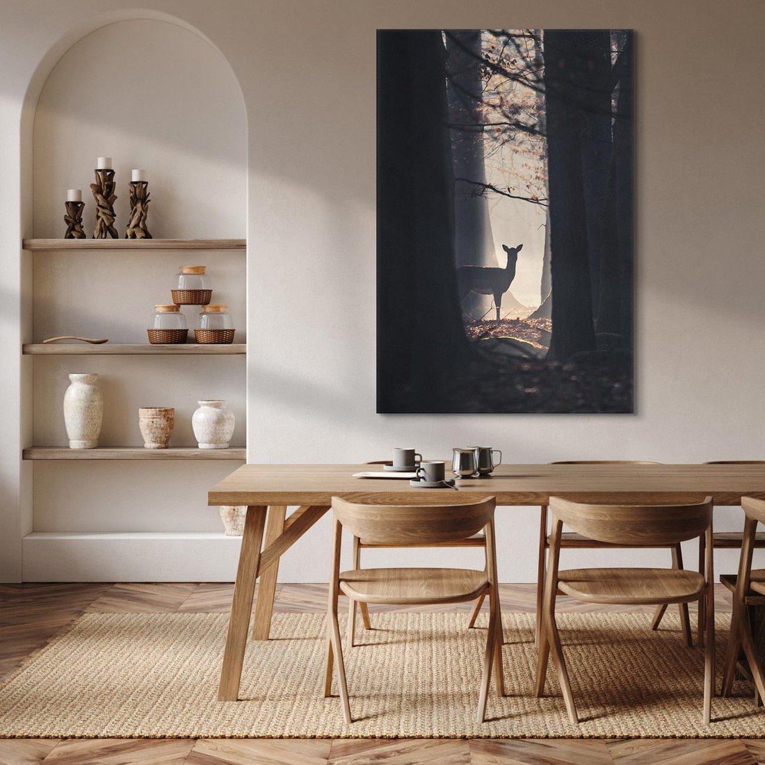 Obraz na płótnie 70x100 - Sarnie Skoki - zdjęcie, klimatyczny las