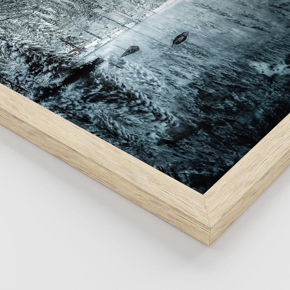 Zestaw obrazy w ramie 40x50 galeria - Góry, zima, napis, cytat - rama drewno