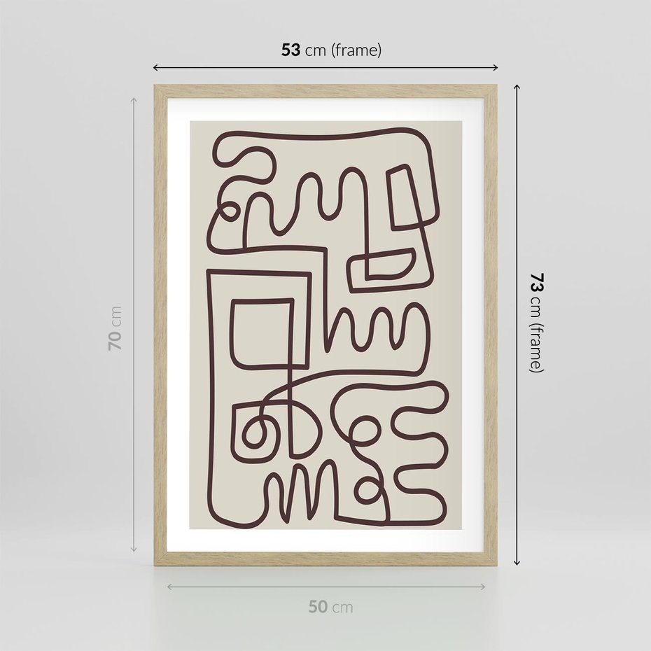 Plakat w ramie 50x70 - Etniczna Abstrakcja - nowoczesna boho grafika, abstrakcja - rama drewno