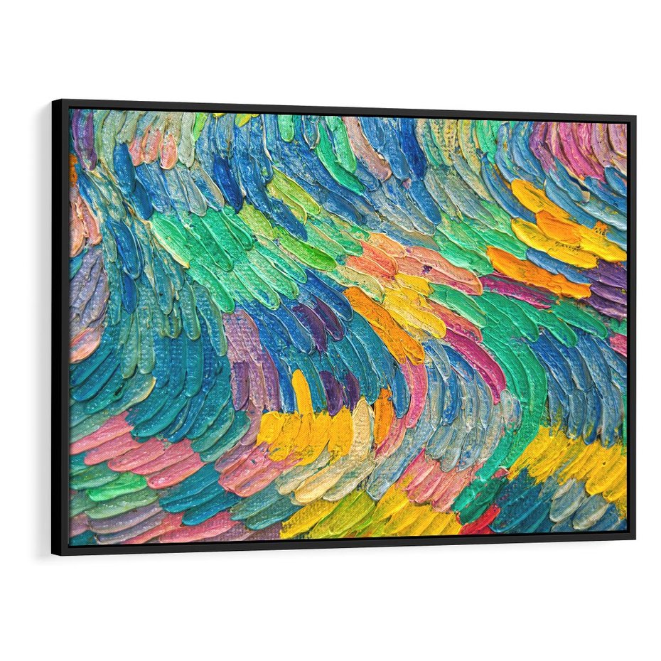 Obraz w ramie 100x70 - Egzotyczne Pióra - abstrakcyjne dzieło, farby olejne - rama czarna