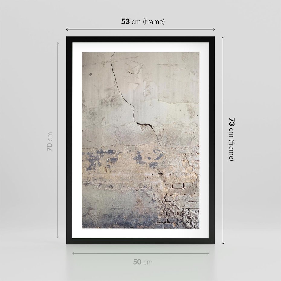 Plakat w ramie 50x70 - Surowość ściany z betonu - ściana, beton - rama czarna