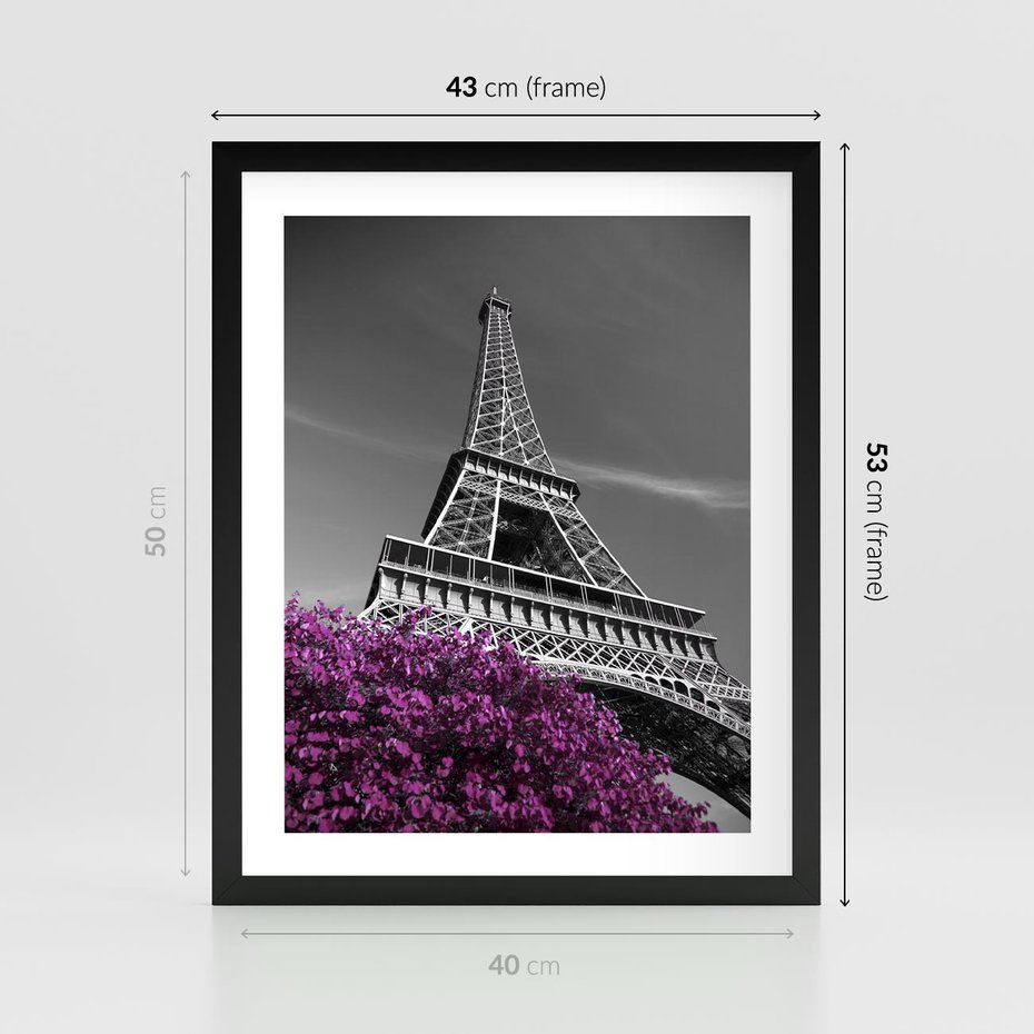 Plakat w ramie 40x50 - Urok Eiffla w Paryżu - Eiffla, Paryż - rama czarna