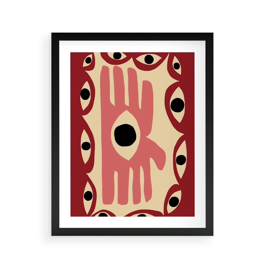 Plakat w ramie 40x50 - Migotliwe Kształty - abstrakcyjny obraz, boho styl - rama czarna