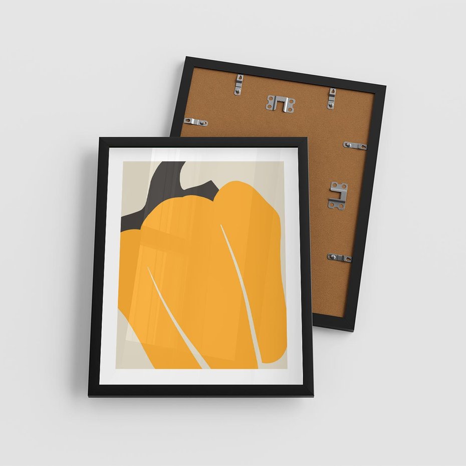 Plakat w ramie 40x50 - Migocące Formy - abstrakcyjny minimalistyczny obraz, żółta papryczka - rama czarna