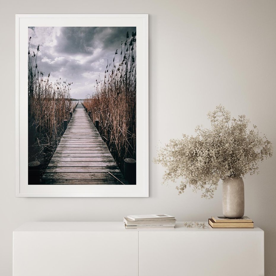 Plakat bez ramy 30x40 - Mglisty krajobraz - pomost, morze