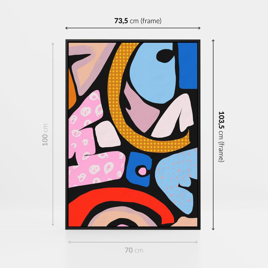 Obraz w ramie 70x100 - Kolory Komiksu - abstrakcyjne formy, komiksowy styl - rama czarna