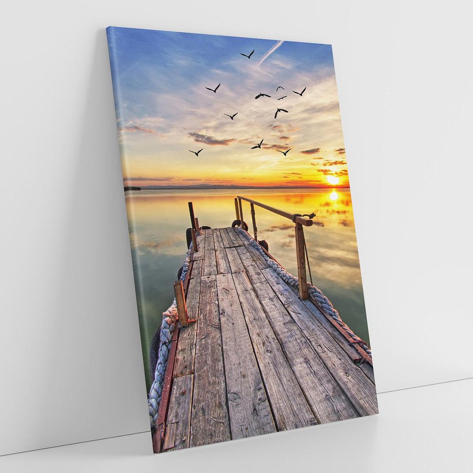 Obraz na płótnie 70x100 - Spokojny pomost nad jeziorem - pomost, jezioro