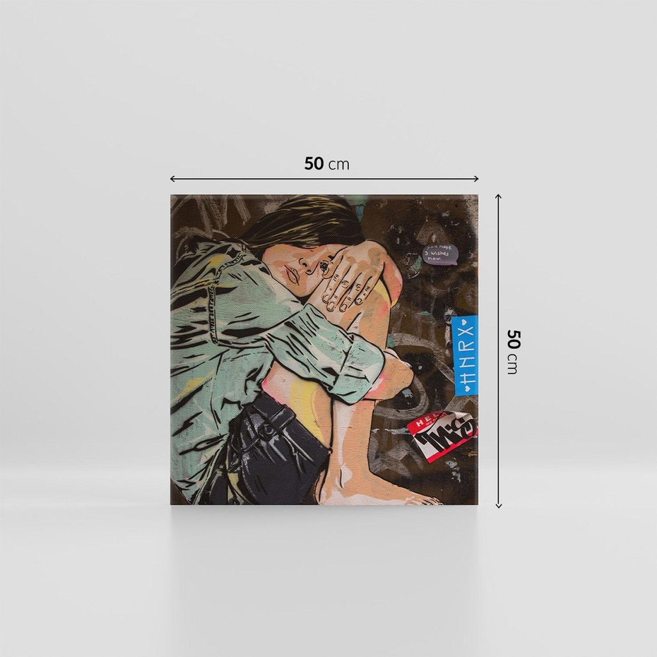 Obraz na płótnie 50x50 - Kobieta wśród graffiti - kobieta, graffiti