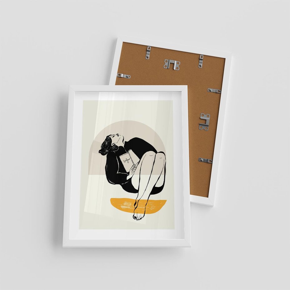 Plakat w ramie 30x40 - Kształt Kobiecego Portretu - grafika, kobieta - rama biała