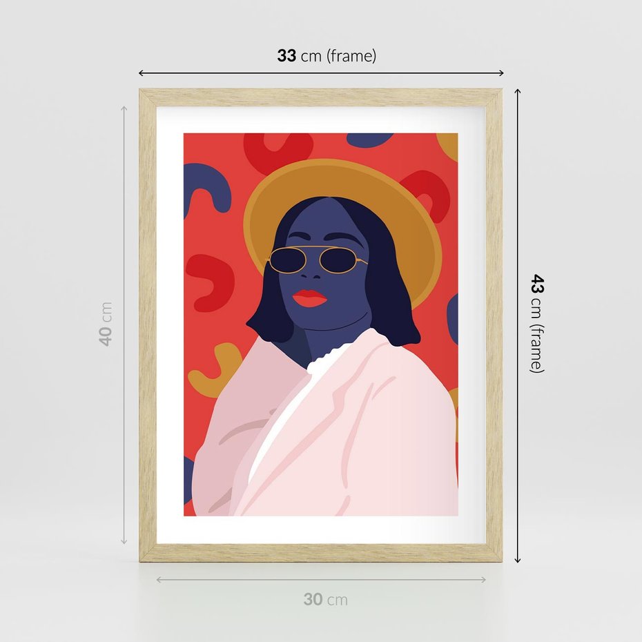 Plakat w ramie 30x40 - Kobieca Przenikliwość - nowoczesny plakat, styl retro - rama drewno