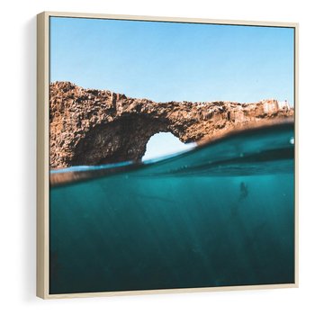 Obraz w ramie 50x50 - Tajemnicza Podwodna Kraina - fotografia, podwodna jaskinia - rama drewno