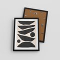 Plakat w ramie 30x40 - Modernistyczna Abstrakcja w Czerni i Bieli - abstrakcja, czarno biała grafika - rama czarna