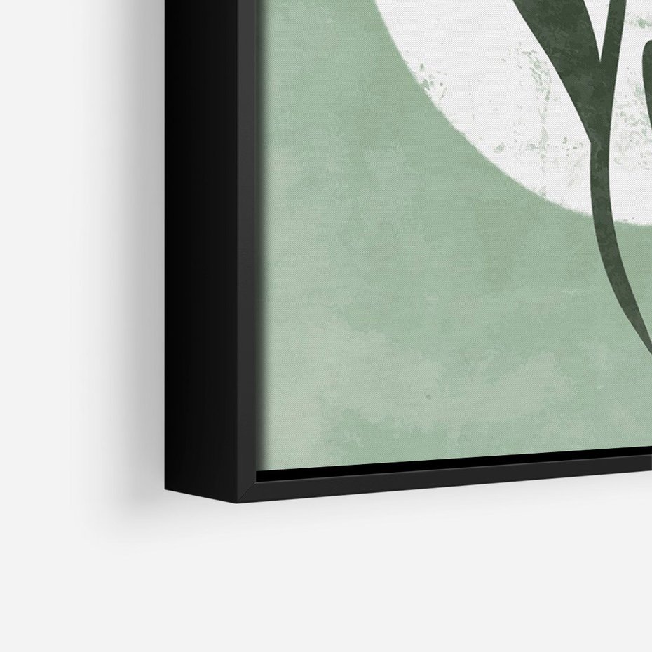 Obraz w ramie 50x70 - Kształty Zielonego Ukojenia - zielony plakat, roślinne motywy - rama czarna