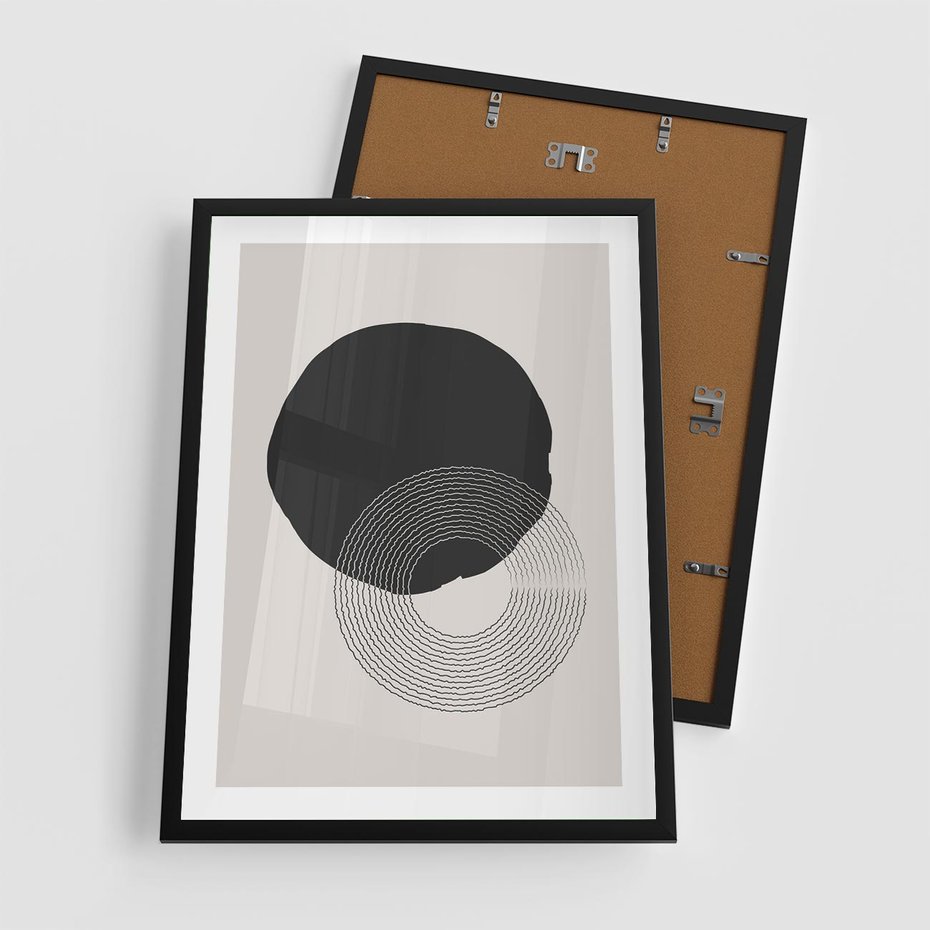 Plakat w ramie 50x70 - Migotliwa Opowieść - abstrakcyjna kompozycja, okręgi - rama czarna