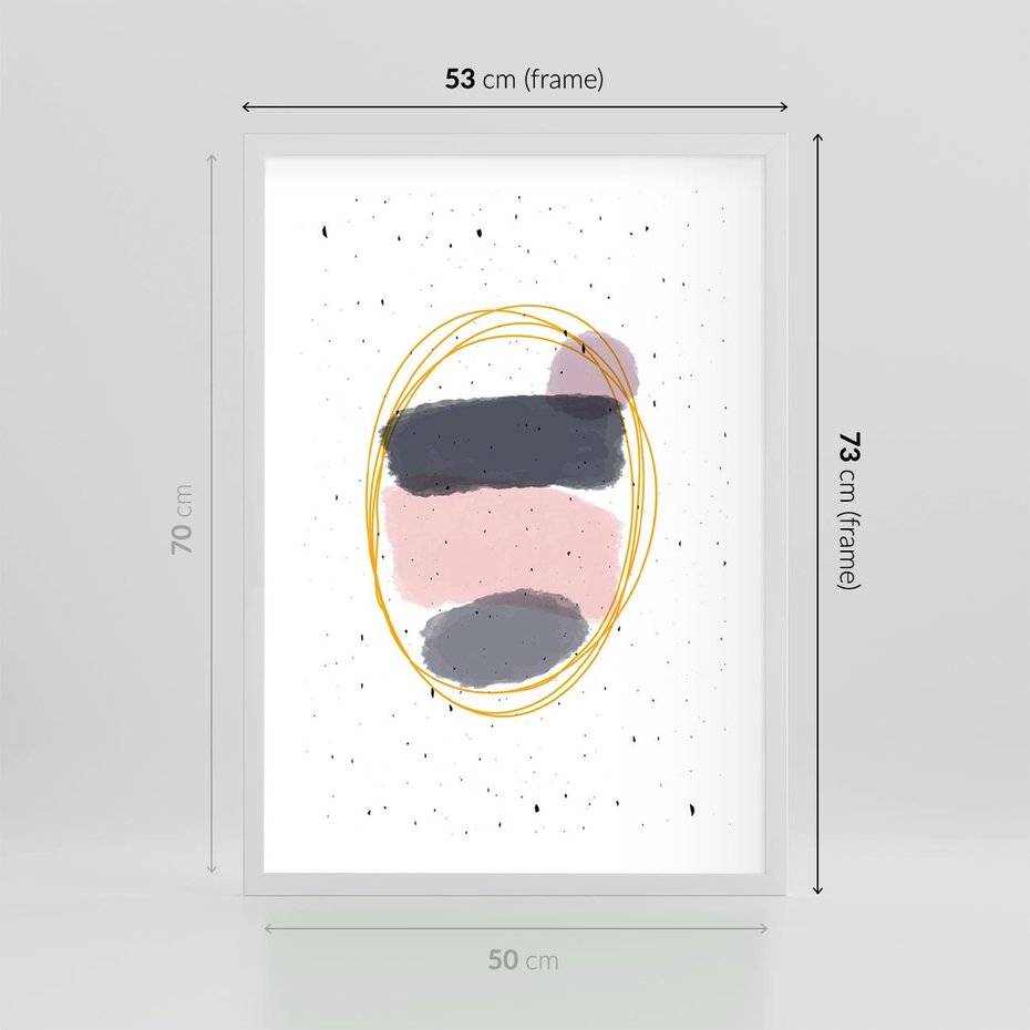 Plakat w ramie 50x70 - Migocące Odbicia - abstrakcyjna kompozycja, jak ręcznie malowana - rama biała
