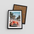 Plakat w ramie 30x40 - Retro Przejażdżka - pomarańczowy retro samochód, kabriolet - rama czarna