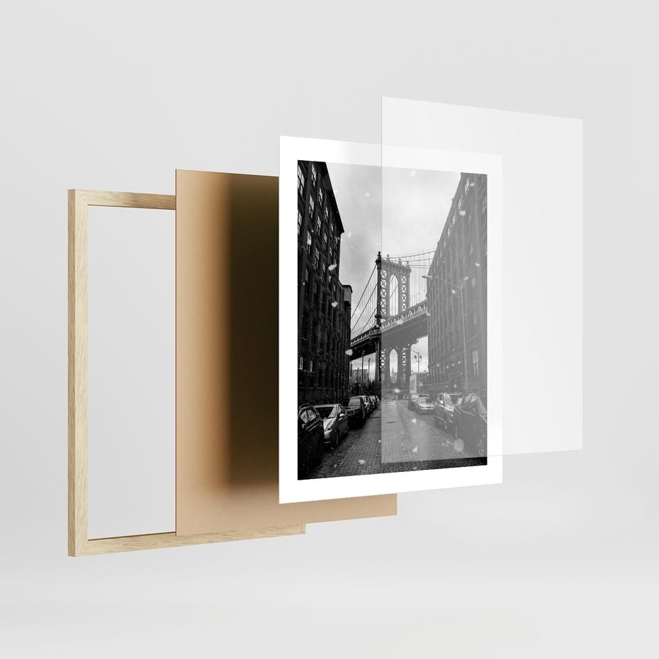 Plakat w ramie 40x50 - Ikona Miasta - Nowy Jork, most - rama drewno