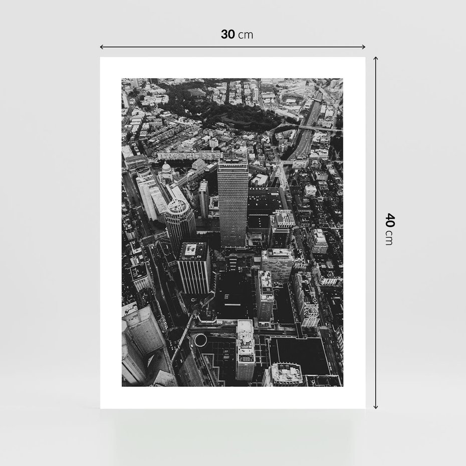 Plakat bez ramy 30x40 - Kontrastujące miasto - miasto, biało