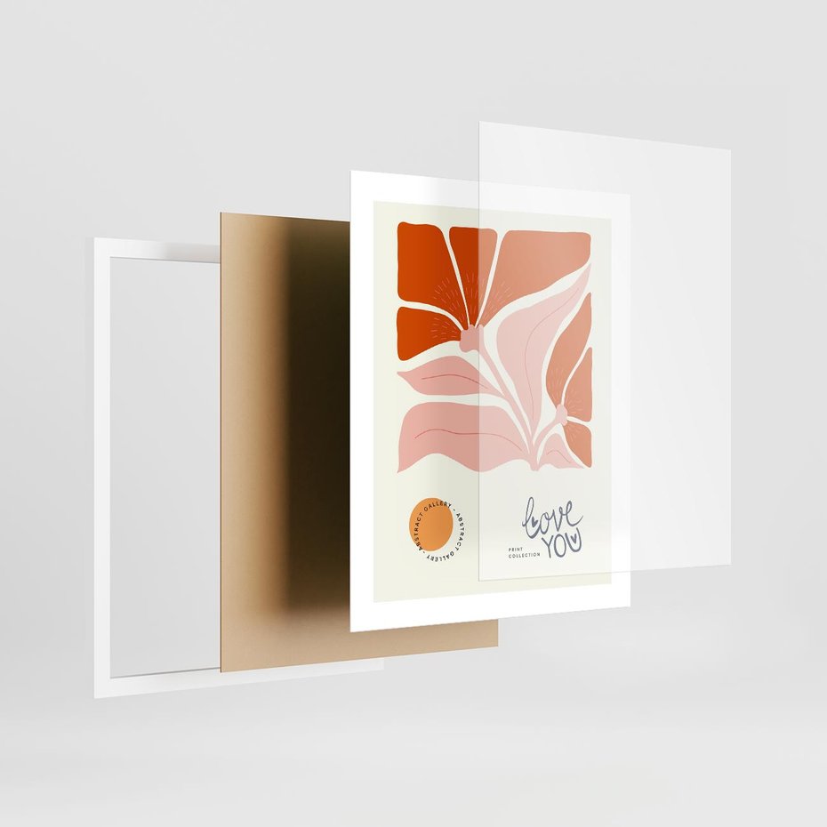 Plakat w ramie 40x50 - Miłość w Kwiatowym Sercu - kwiaty, miłość - rama biała