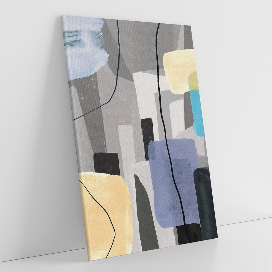 Obraz na płótnie 70x100 - Harmonia w chaosie serca - abstrakcja na szarym tle, kolorowe plamy koloru