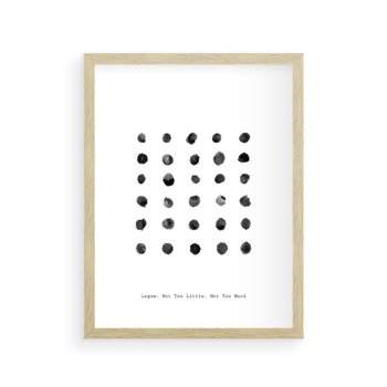 Plakat w ramie 30x40 - Boho Sztuka Wolości - minimalistyczny plakat, czarne kropki na białymtle - rama drewno