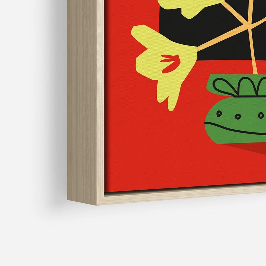 Obraz w ramie 80x80 - Abstrakcyjne Przenikanie - abstrakcyjne kwiaty, czerwone tło - rama drewno