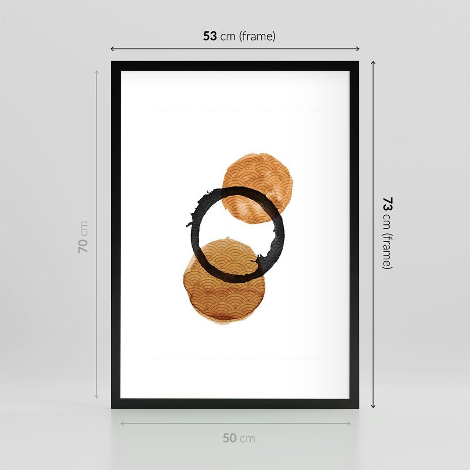 Plakat w ramie 50x70 - Japandi Geometria: Minimalistyczna Grafika - japońska sztuka, geometria - rama czarna