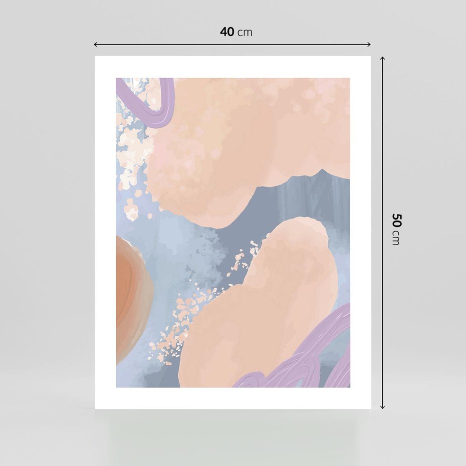 Plakat bez ramy 40x50 - Przenikanie Niecodziennych Form - abstrakcyjne akwarelowe plamy, pastele