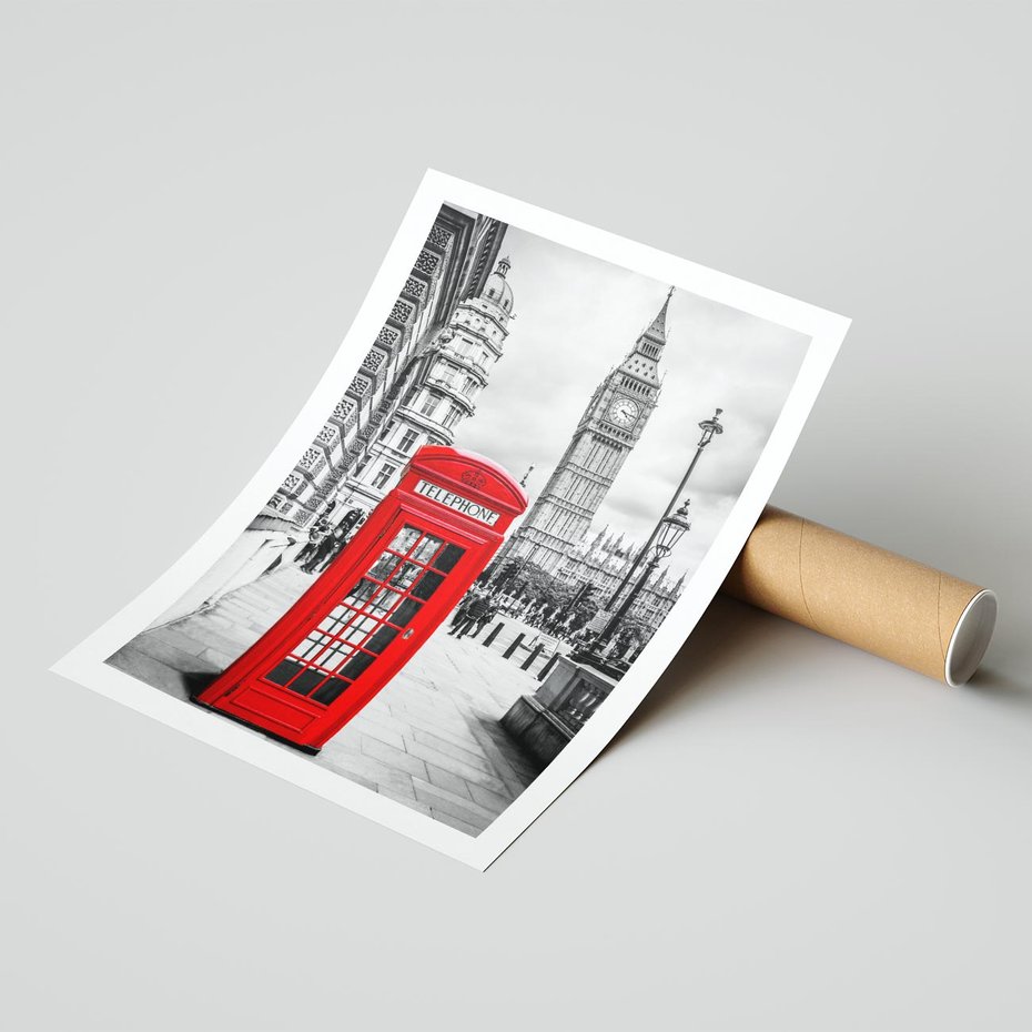 Plakat bez ramy 50x70 - Ikoniczna budka w Londynie - Londyn, budka