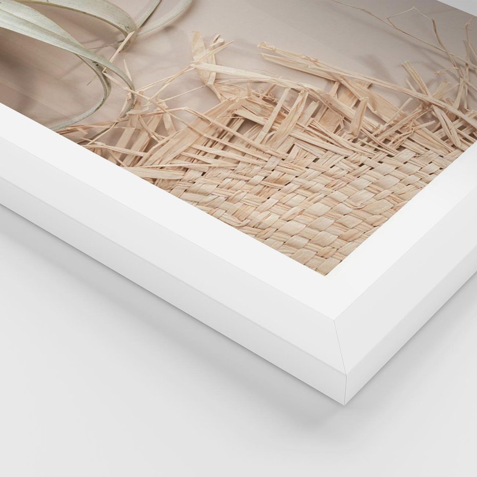 Plakat w ramie 30x40 - Aloes w Stylu Boho - kompozycja, wiklina - rama biała