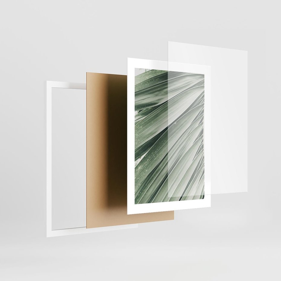 Plakat w ramie 30x40 - Tropikalna Oaza - zielony liść palmy, zieleń - rama biała