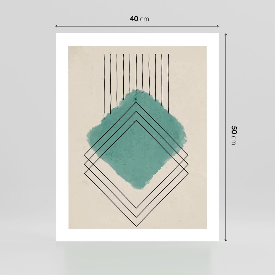 Plakat bez ramy 40x50 - Impresje Przestrzeni - akwarelowa plama, geometryczne szkicowane kształty