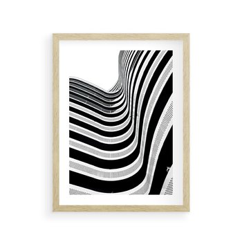 Plakat w ramie 30x40 - Nowoczesność w Monochromii - nowoczesna architektura, czarno białe zdjęcie - rama drewno