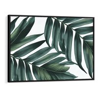 Obraz w ramie 100x70 - Ruchome liście czasu - liście palmy, tropikalne - rama czarna
