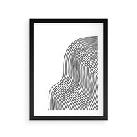 Plakat w ramie 30x40 - Refrakcje Przestrzeni - mnimalistyczna forma, czarne linie - rama czarna