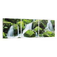 Obraz na płótnie 120x40 - Spokojny wodospad w lesie nad rzeką - wodospad, las
